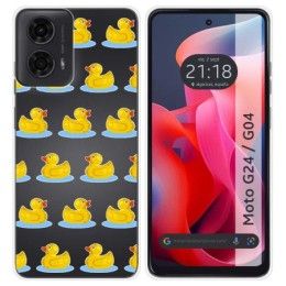 Funda Silicona Transparente para Motorola Moto G04 / G24 diseño Pato Dibujos