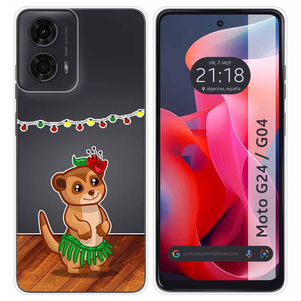 Funda Silicona Transparente para Motorola Moto G04 / G24 diseño Suricata Dibujos