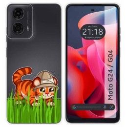 Funda Silicona Transparente para Motorola Moto G04 / G24 diseño Tigre Dibujos