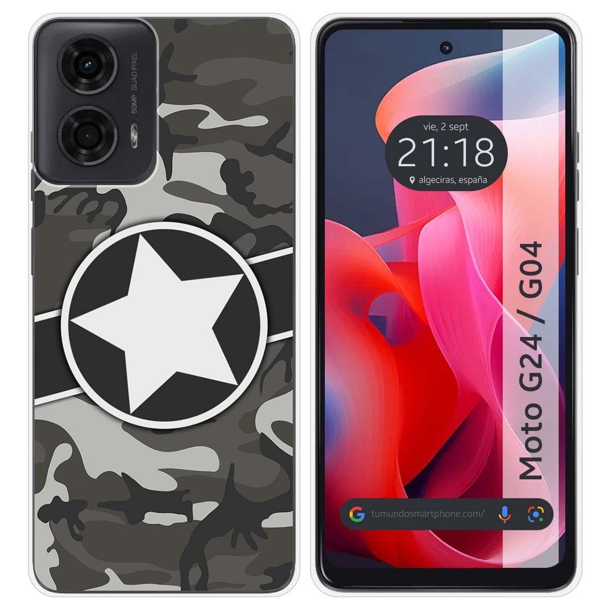 Funda Silicona para Motorola Moto G04 / G24 diseño Camuflaje 02 Dibujos