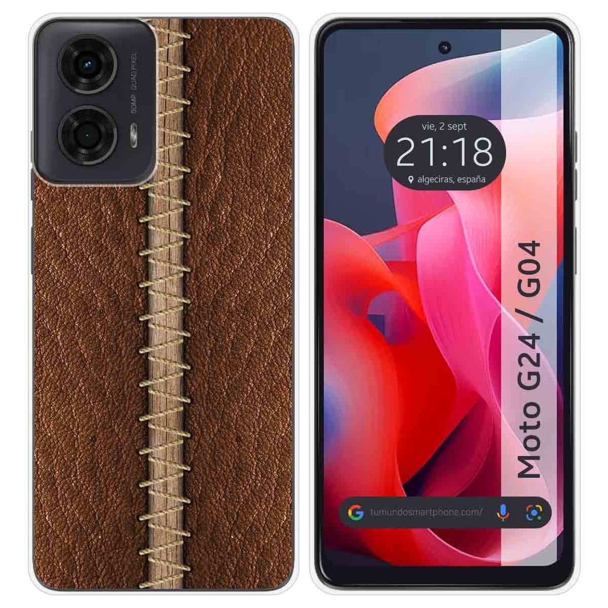 Funda Silicona para Motorola Moto G04 / G24 diseño Cuero 01 Dibujos