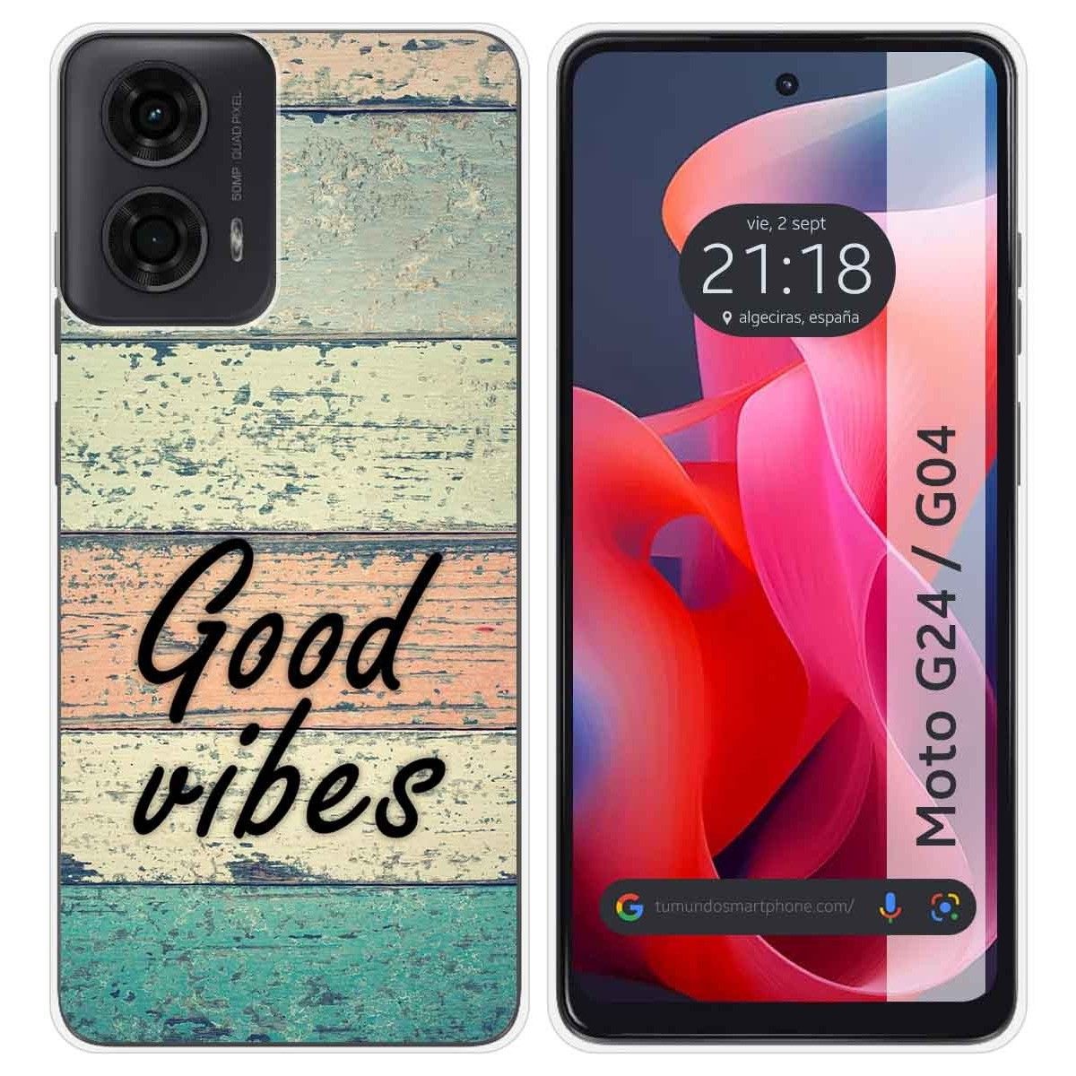 Funda Silicona para Motorola Moto G04 / G24 diseño Madera 01 Dibujos