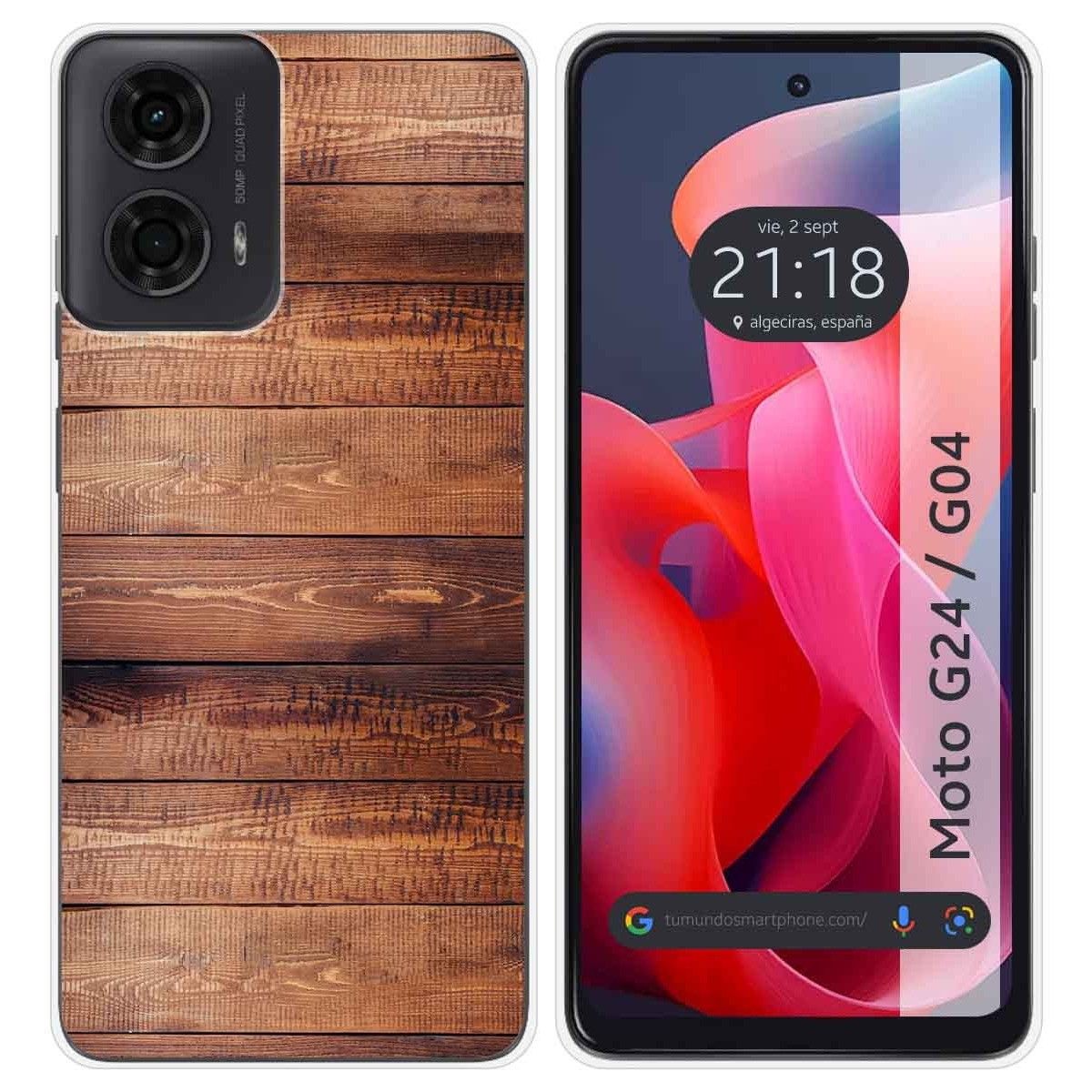 Funda Silicona para Motorola Moto G04 / G24 diseño Madera 02 Dibujos