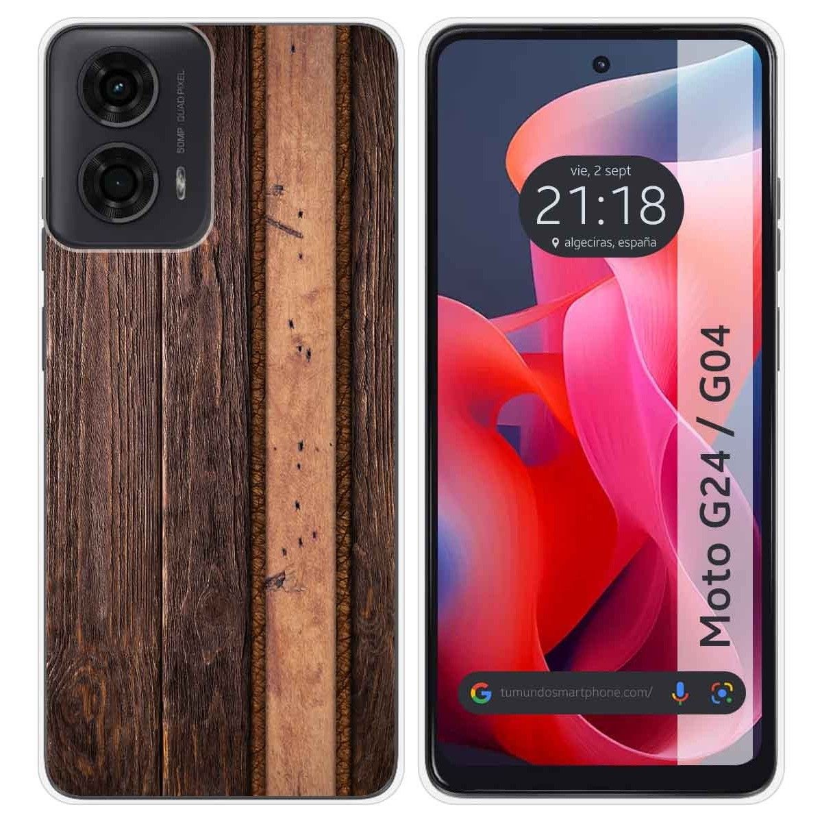 Funda Silicona para Motorola Moto G04 / G24 diseño Madera 05 Dibujos