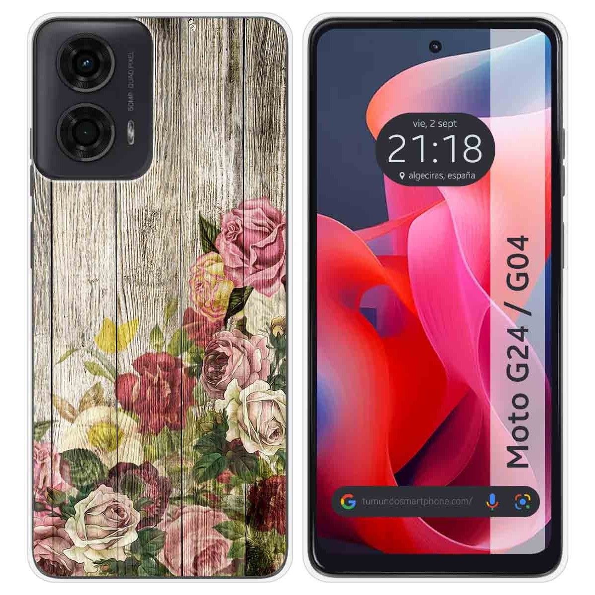 Funda Silicona para Motorola Moto G04 / G24 diseño Madera 08 Dibujos