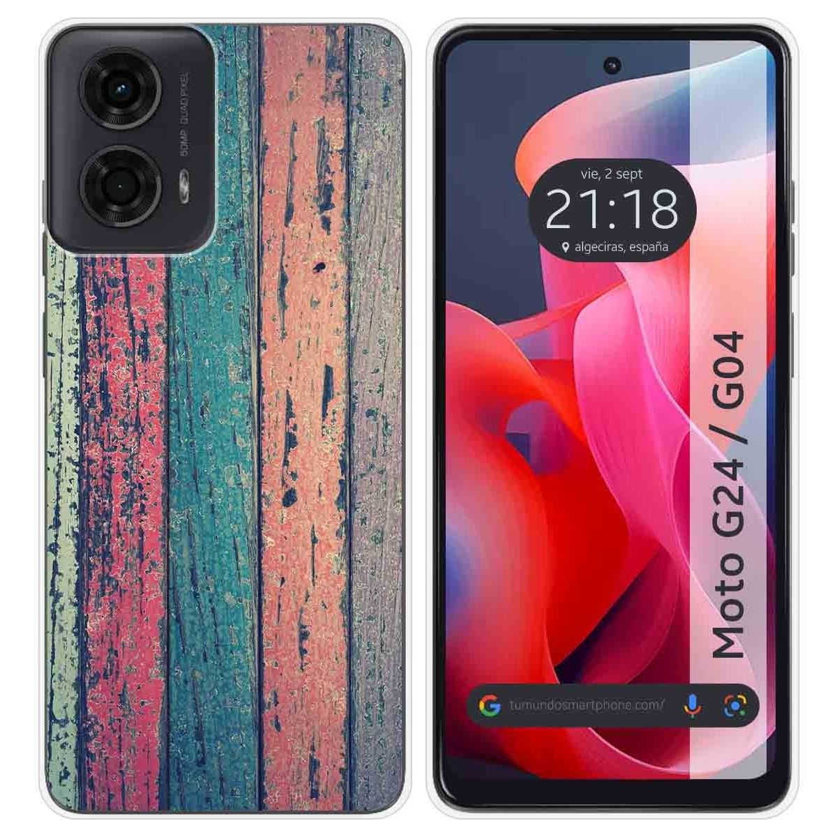 Funda Silicona para Motorola Moto G04 / G24 diseño Madera 10 Dibujos