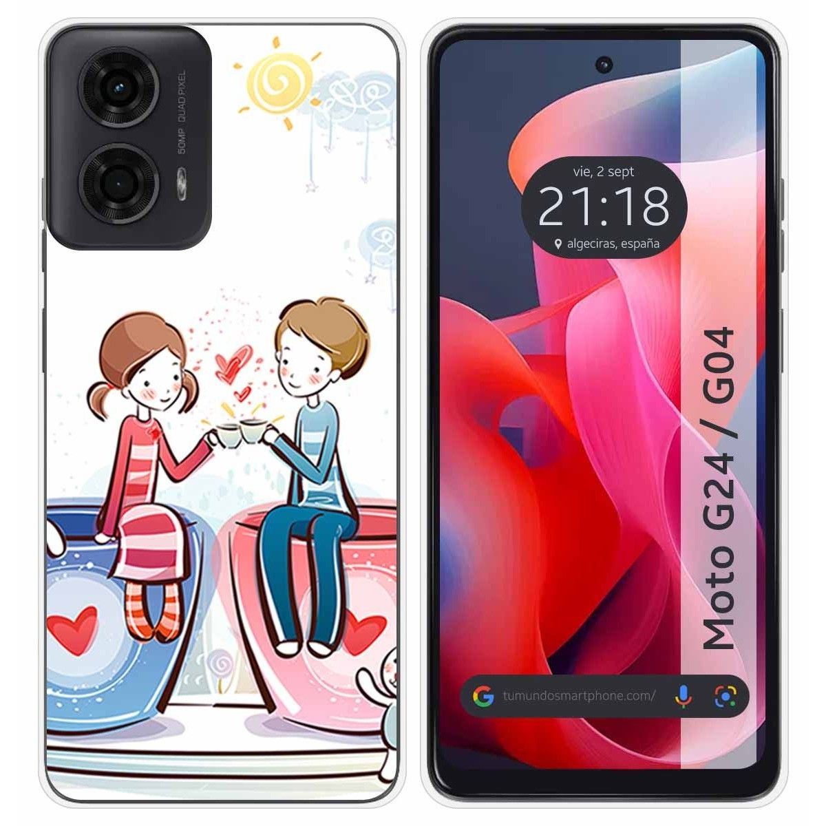 Funda Silicona para Motorola Moto G04 / G24 diseño Café Dibujos