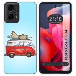 Funda Silicona para Motorola Moto G04 / G24 diseño Furgoneta Dibujos