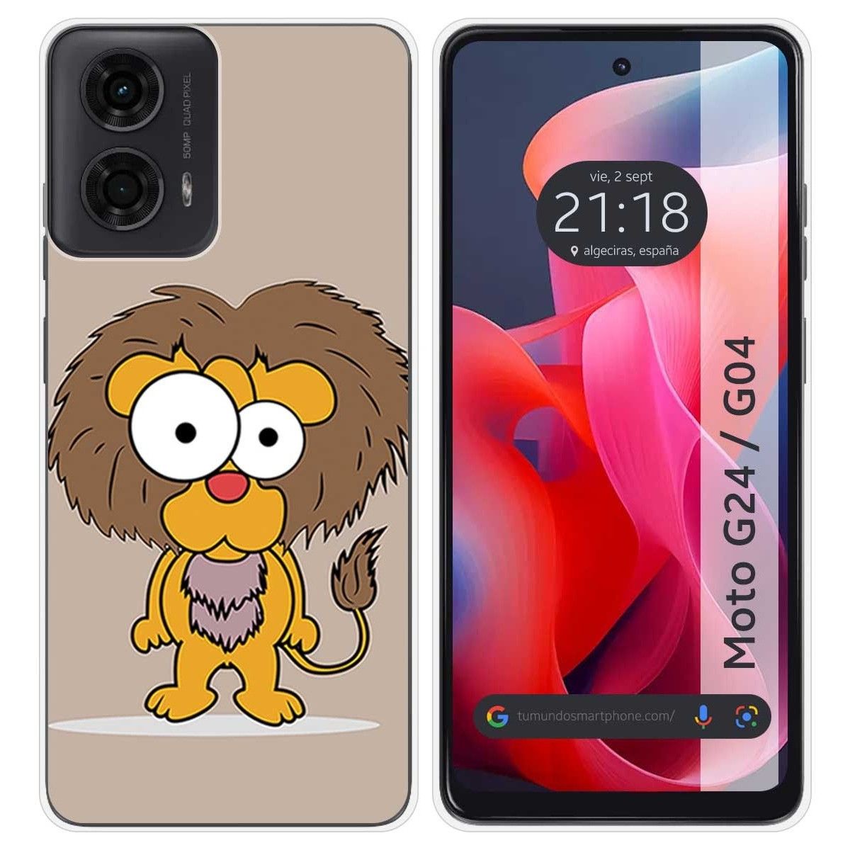 Funda Silicona para Motorola Moto G04 / G24 diseño Leon Dibujos