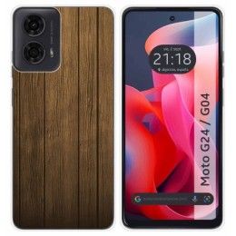 Funda Silicona para Motorola Moto G04 / G24 diseño Madera Dibujos