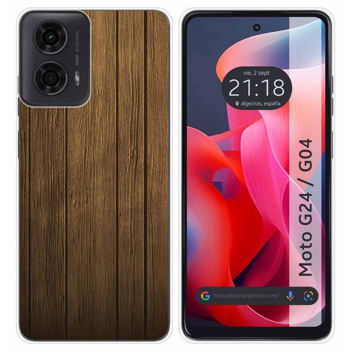 Funda Silicona para Motorola Moto G04 / G24 diseño Madera Dibujos