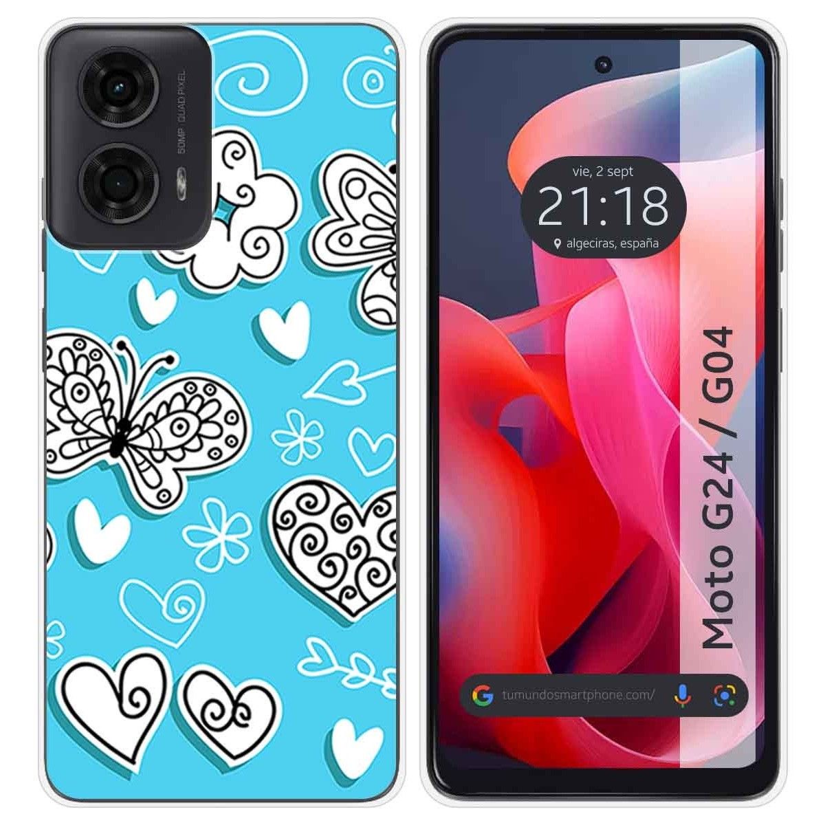 Funda Silicona para Motorola Moto G04 / G24 diseño Mariposas Dibujos