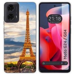 Funda Silicona para Motorola Moto G04 / G24 diseño Paris Dibujos