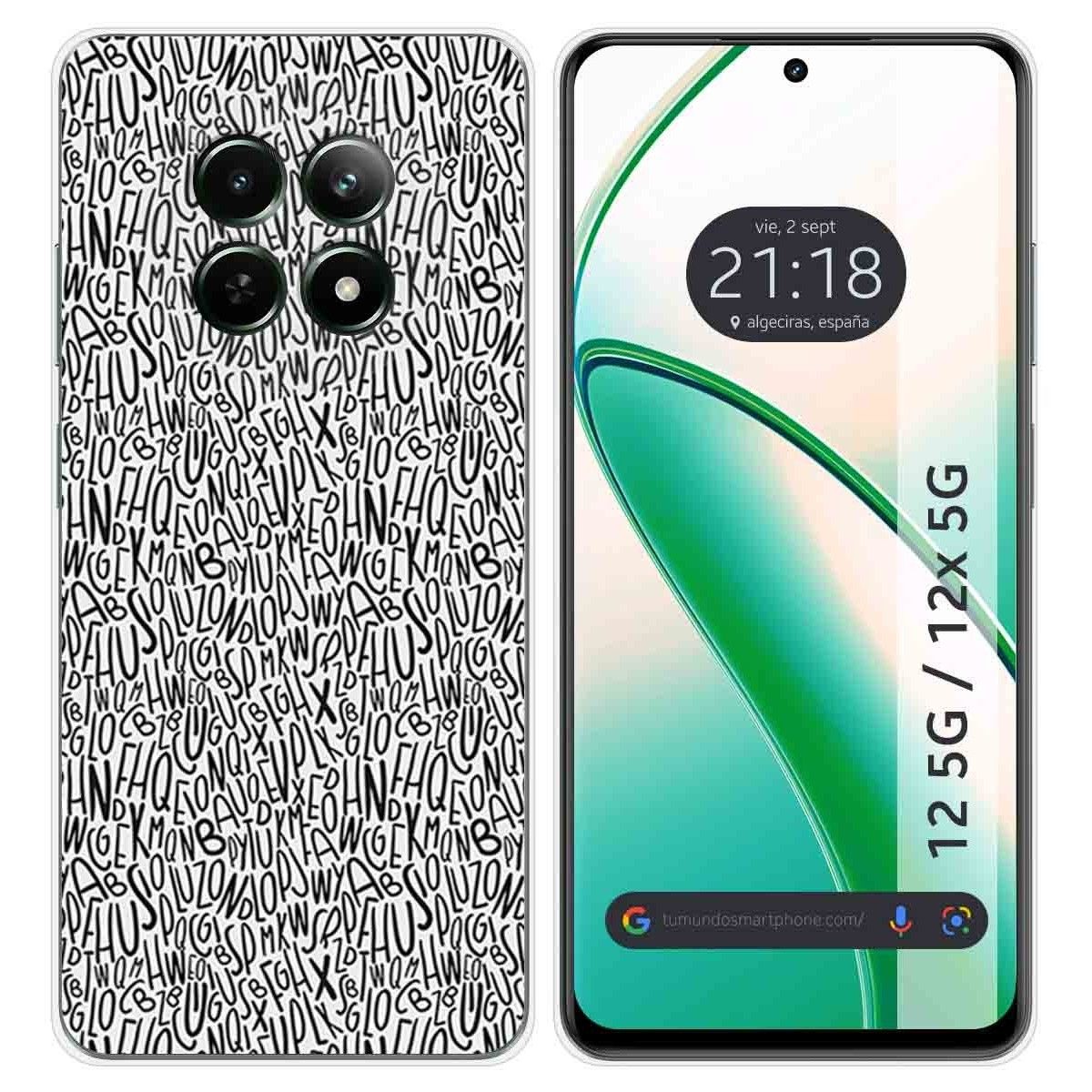 Funda Silicona para Realme 12 5G / 12x 5G diseño Letras Dibujos