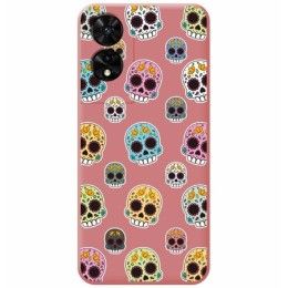 Funda Silicona Líquida Rosa para TCL 505 diseño Catrina Dibujos