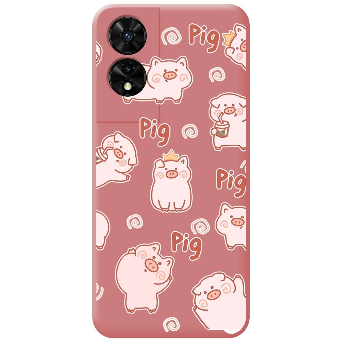 Funda Silicona Líquida Rosa para TCL 505 diseño Cerdos Dibujos