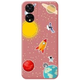 Funda Silicona Líquida Rosa para TCL 505 diseño Espacio Dibujos