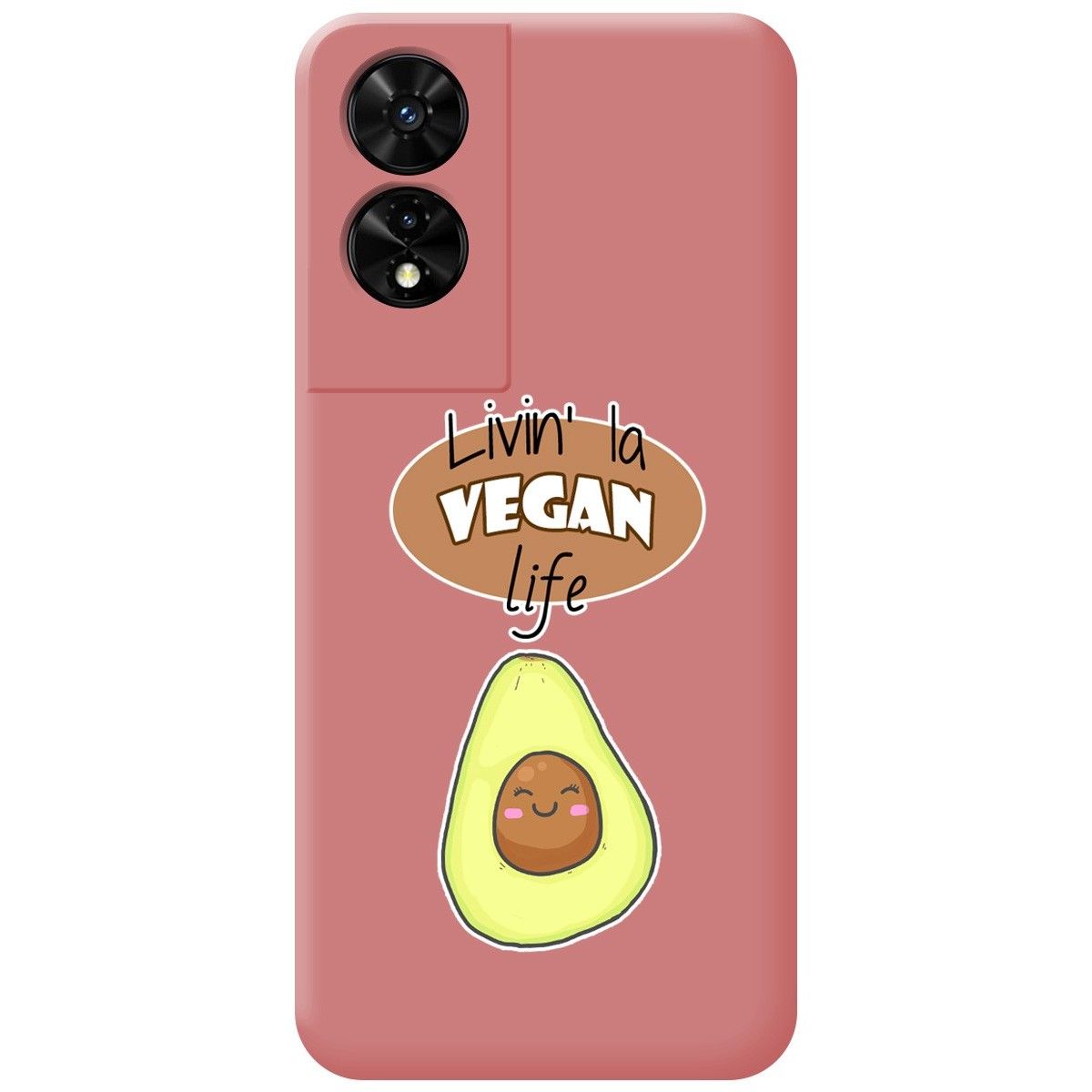 Funda Silicona Líquida Rosa para TCL 505 diseño Vegan Life Dibujos