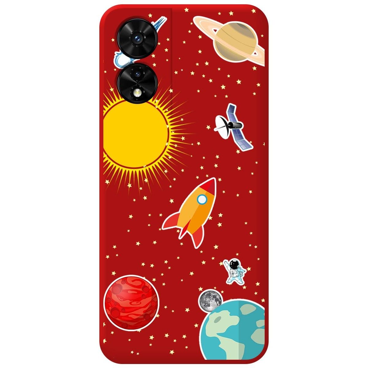 Funda Silicona Líquida Roja para TCL 505 diseño Espacio Dibujos