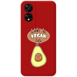 Funda Silicona Líquida Roja para TCL 505 diseño Vegan Life Dibujos