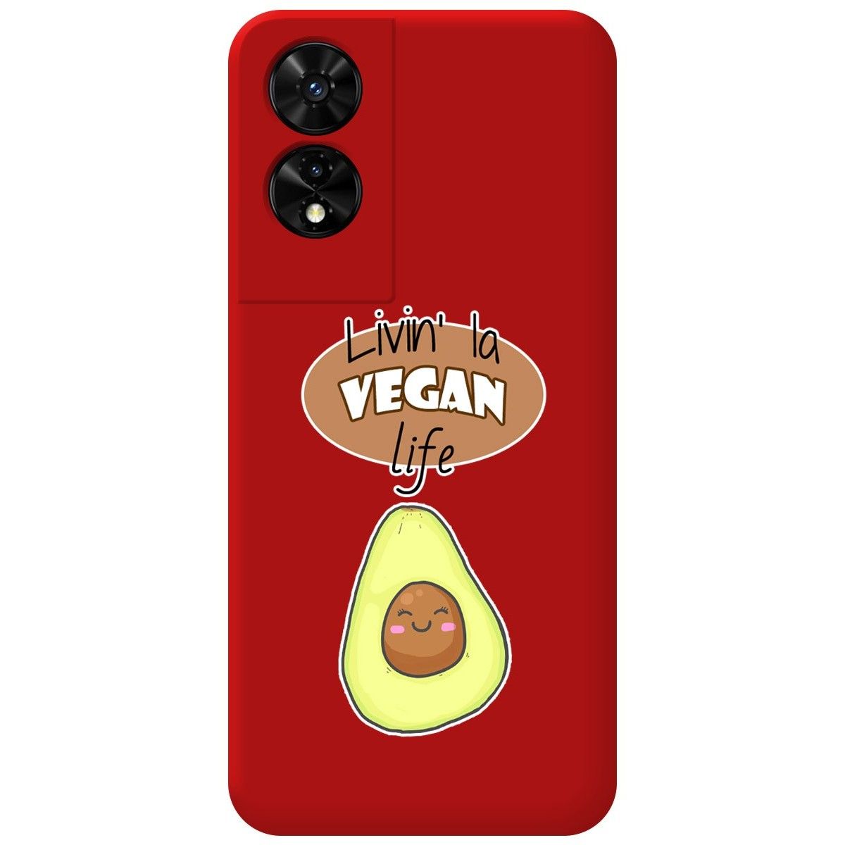 Funda Silicona Líquida Roja para TCL 505 diseño Vegan Life Dibujos