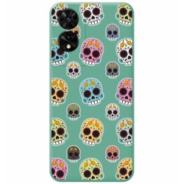 Funda Silicona Líquida Verde para TCL 505 diseño Catrina Dibujos