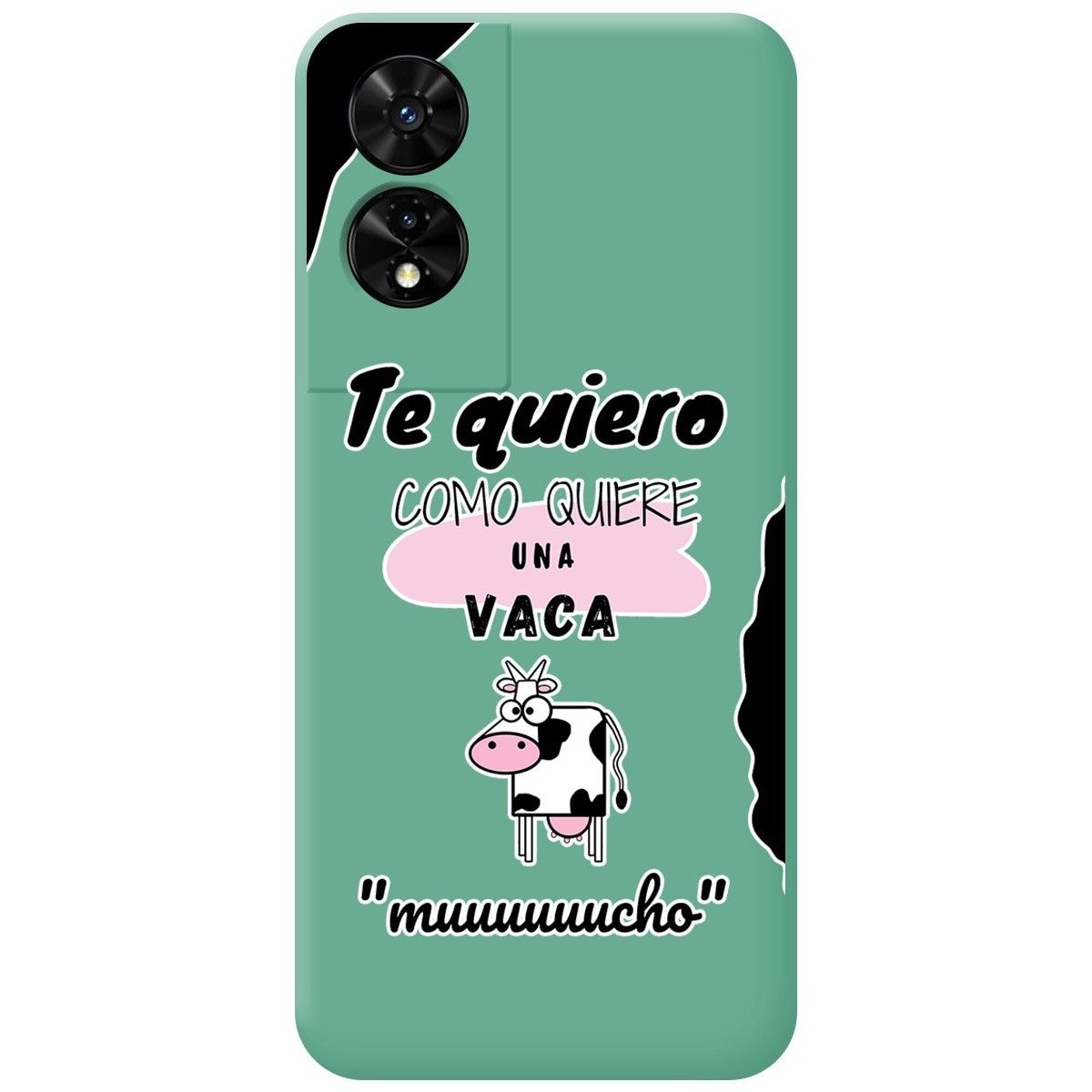 Funda Silicona Líquida Verde para TCL 505 diseño Vaca Dibujos