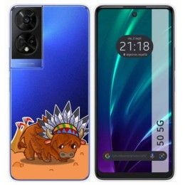 Funda Silicona Transparente para TCL 50 5G diseño Bufalo Dibujos