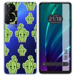 Funda Silicona Transparente para TCL 50 5G diseño Cactus Dibujos