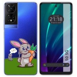 Funda Silicona Transparente para TCL 50 5G diseño Conejo Dibujos