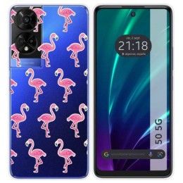 Funda Silicona Transparente para TCL 50 5G diseño Flamenco Dibujos