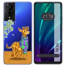 Funda Silicona Transparente para TCL 50 5G diseño Jirafa Dibujos