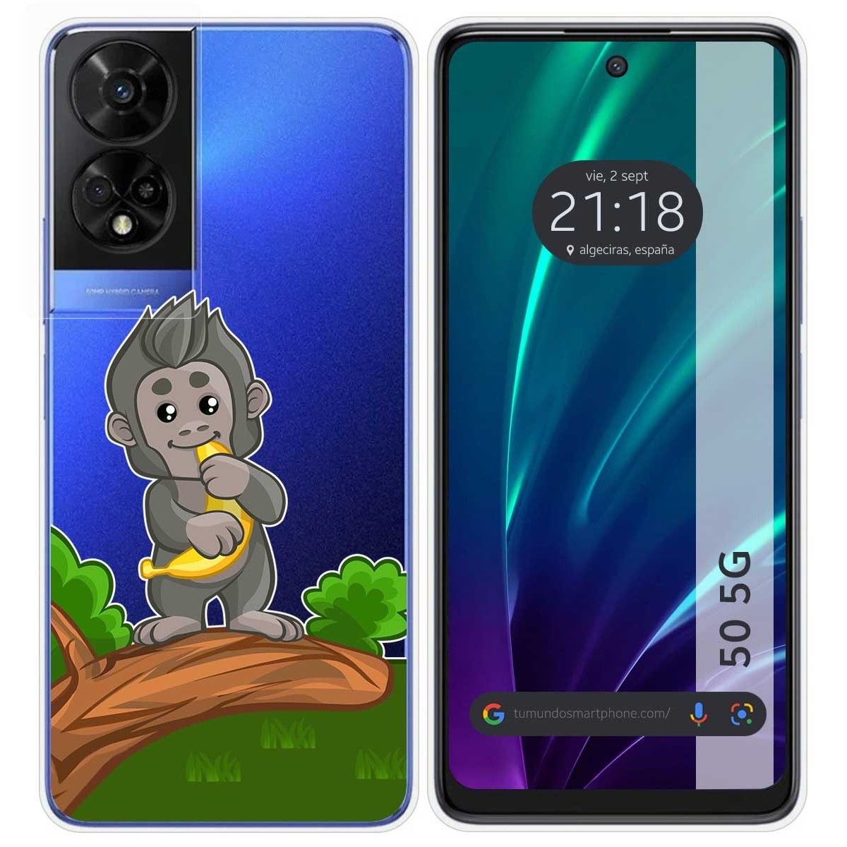 Funda Silicona Transparente para TCL 50 5G diseño Mono Dibujos