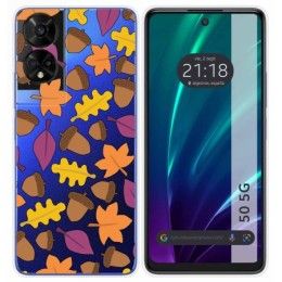 Funda Silicona Transparente para TCL 50 5G diseño Otoño Dibujos