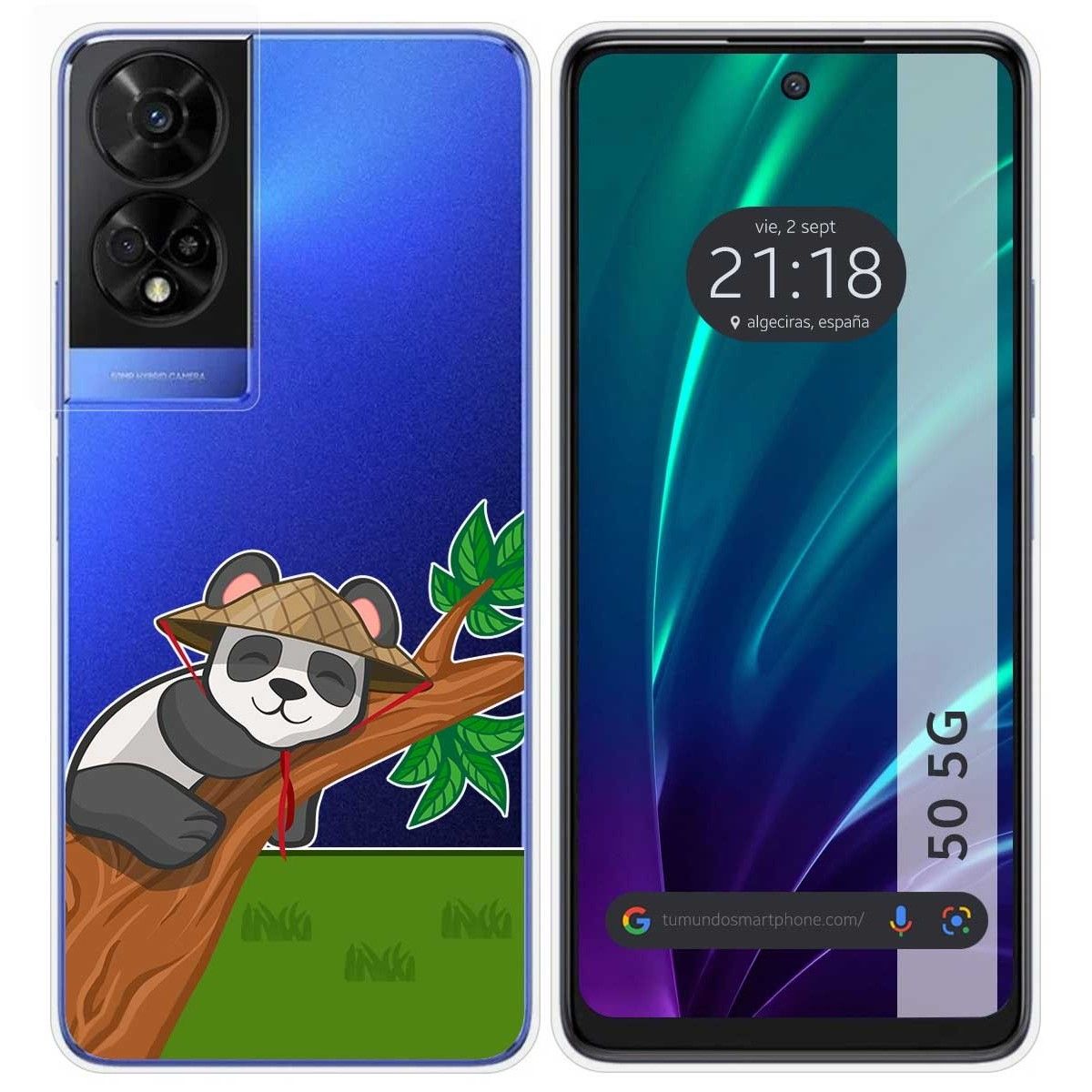 Funda Silicona Transparente para TCL 50 5G diseño Panda Dibujos