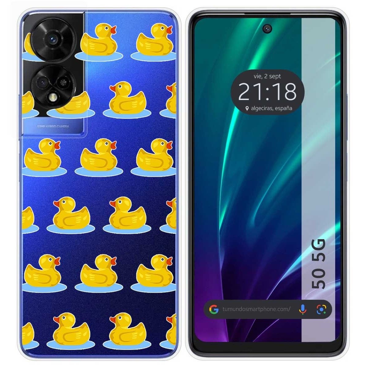 Funda Silicona Transparente para TCL 50 5G diseño Pato Dibujos