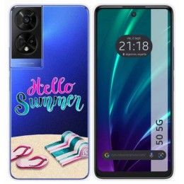 Funda Silicona Transparente para TCL 50 5G diseño Summer Dibujos