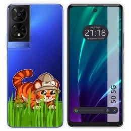 Funda Silicona Transparente para TCL 50 5G diseño Tigre Dibujos