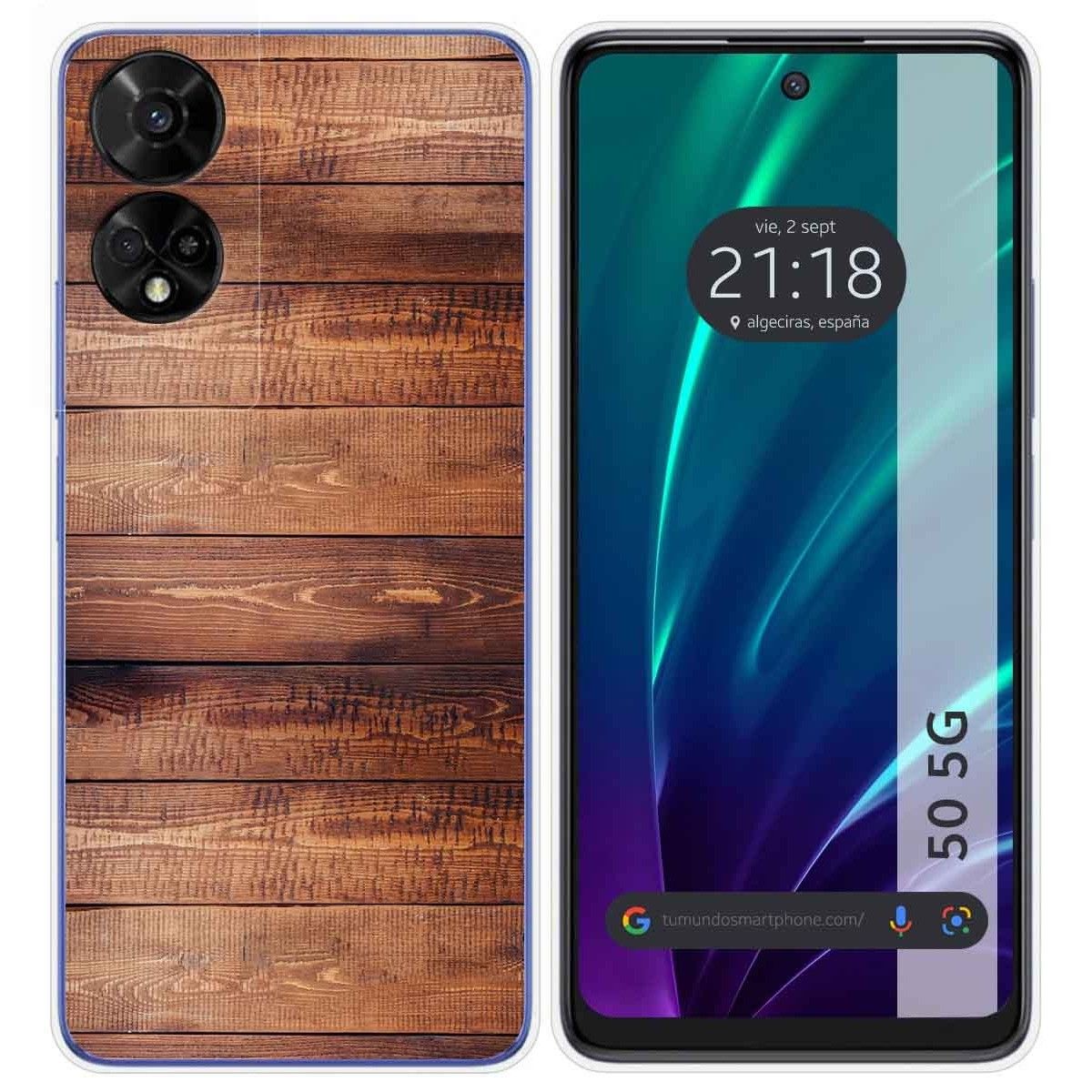 Funda Silicona para TCL 50 5G diseño Madera 02 Dibujos