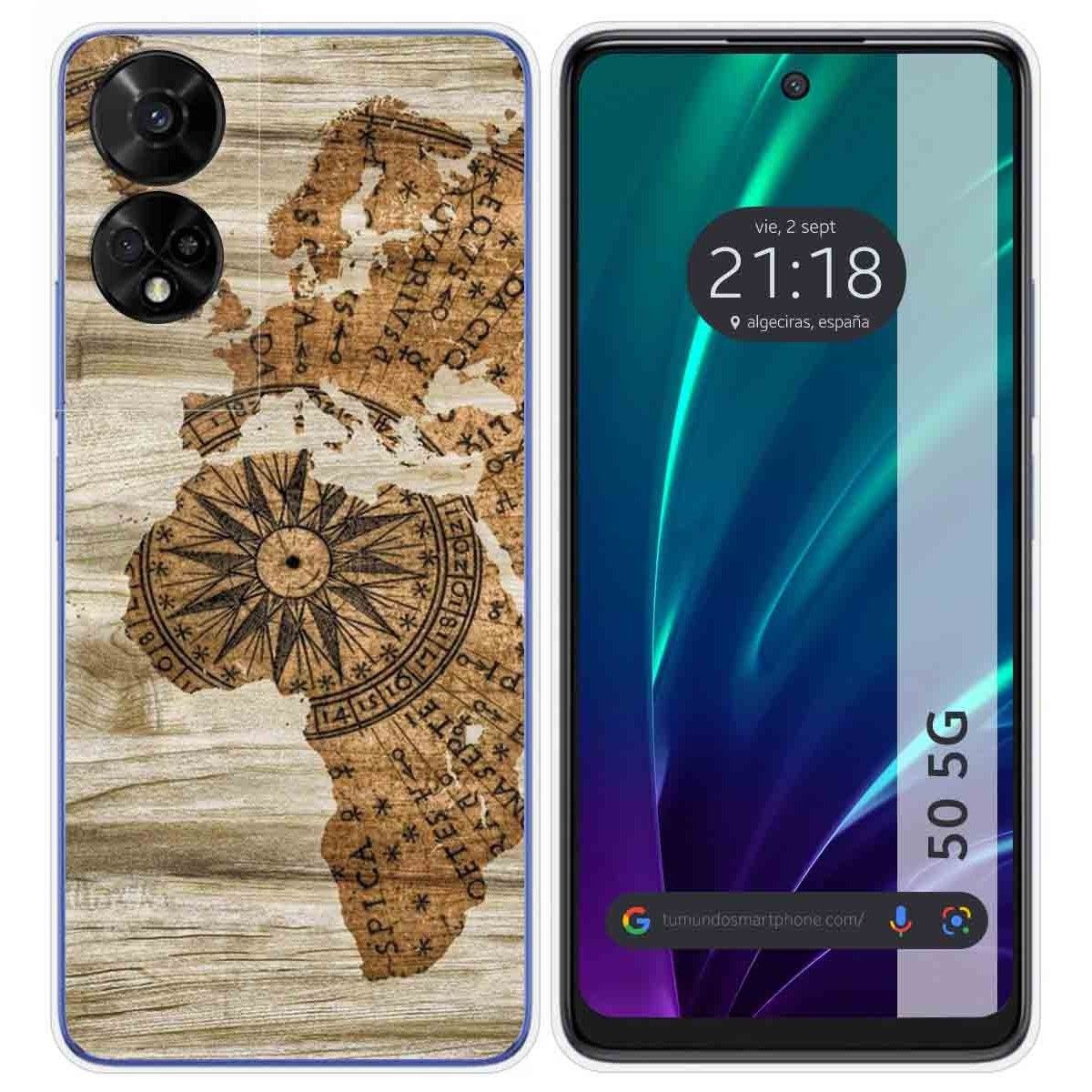 Funda Silicona para TCL 50 5G diseño Madera 07 Dibujos