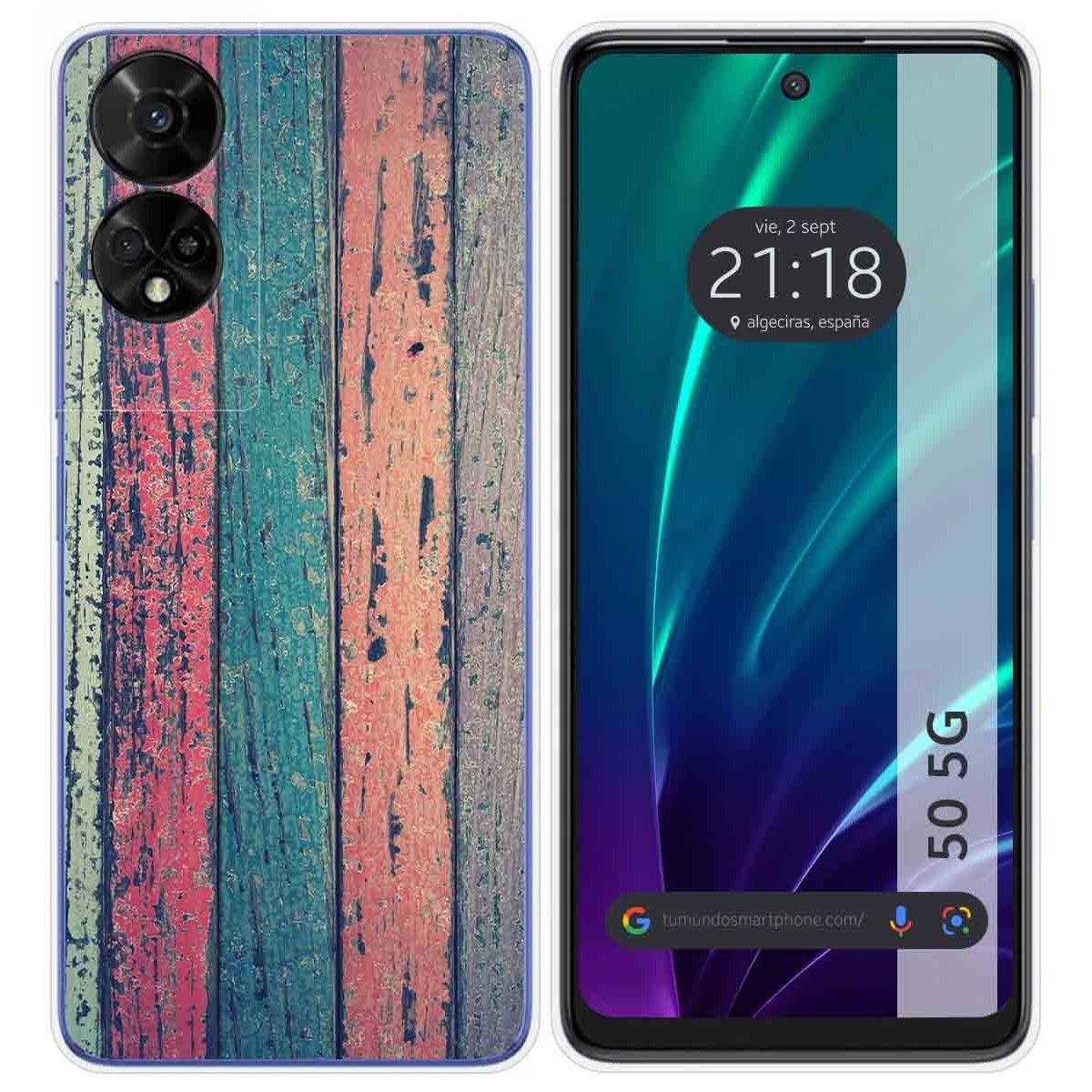 Funda Silicona para TCL 50 5G diseño Madera 10 Dibujos