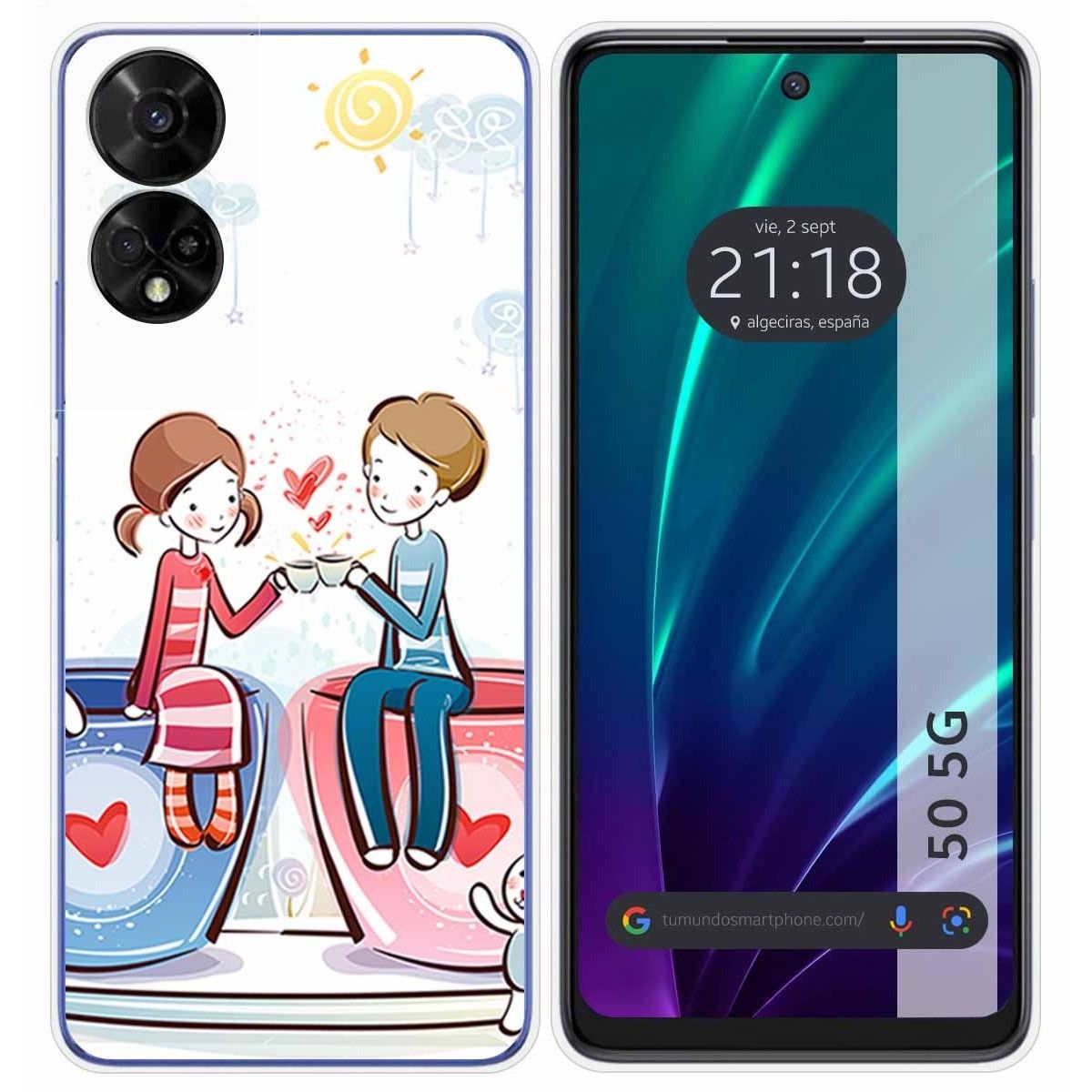 Funda Silicona para TCL 50 5G diseño Café Dibujos