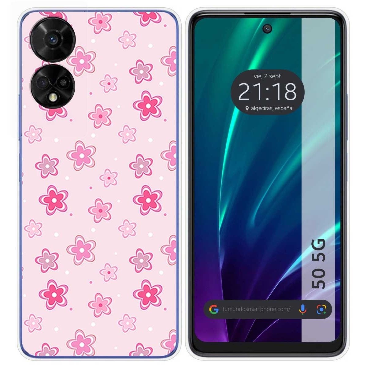 Funda Silicona para TCL 50 5G diseño Flores Dibujos