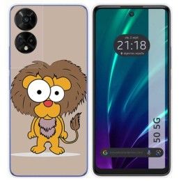 Funda Silicona para TCL 50 5G diseño Leon Dibujos