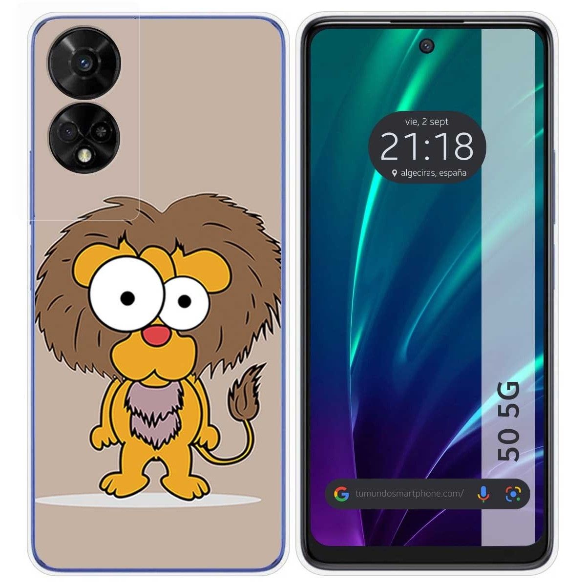 Funda Silicona para TCL 50 5G diseño Leon Dibujos