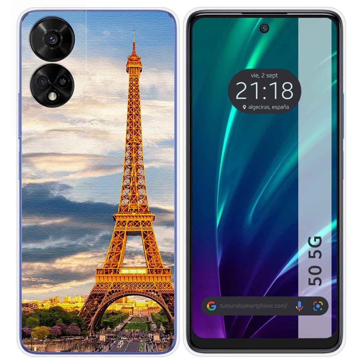 Funda Silicona para TCL 50 5G diseño Paris Dibujos