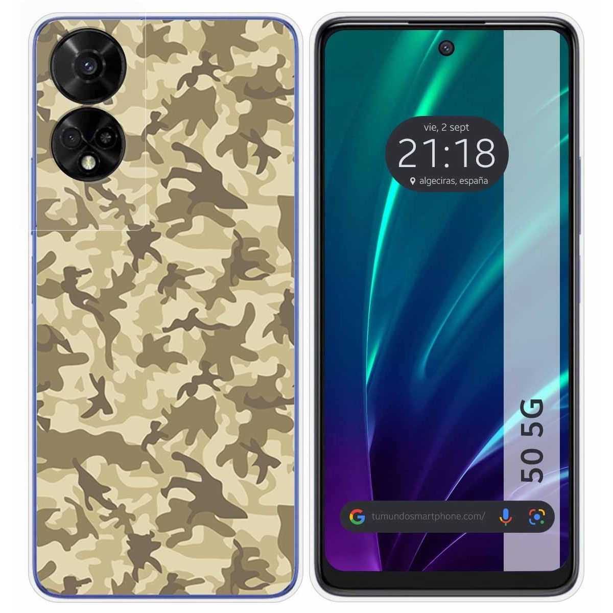 Funda Silicona para TCL 50 5G diseño Sand Camuflaje Dibujos