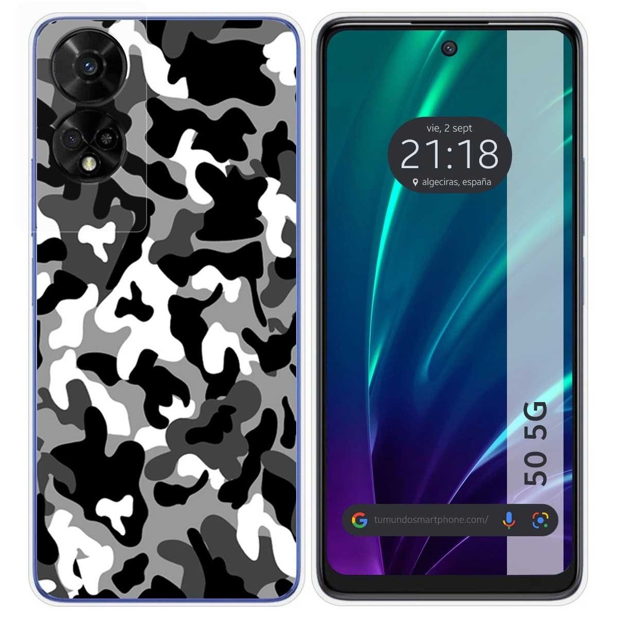 Funda Silicona para TCL 50 5G diseño Snow Camuflaje Dibujos