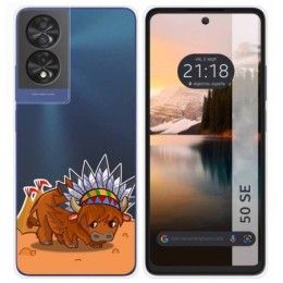 Funda Silicona Transparente para TCL 50 SE diseño Bufalo Dibujos