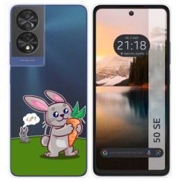 Funda Silicona Transparente para TCL 50 SE diseño Conejo Dibujos